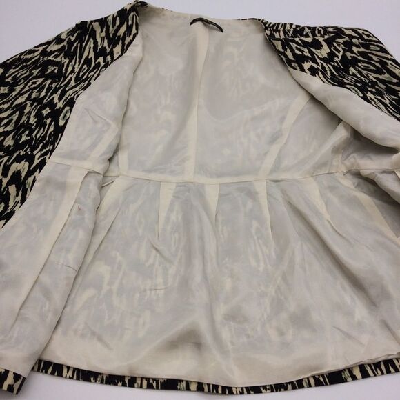 Nanette Lepore Womens Tribal Black/White/Teal-Gray 3/4 Length Sleeve Blazer-Sz 4 - Picture 10 of 14